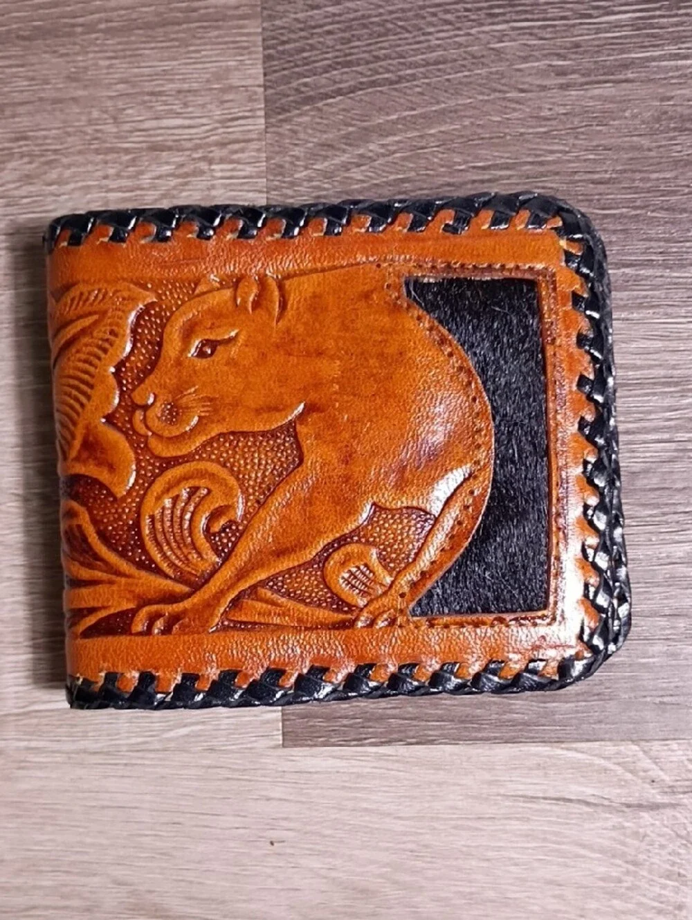 Trails Handcrafted Brown Tooled Leather Money Clip